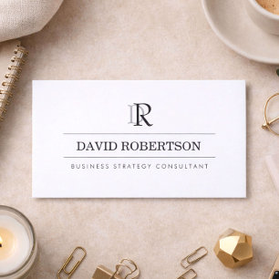 Professional Monogram Consultant White Business Card