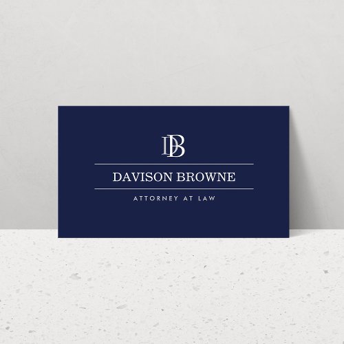 Professional Monogram Dark Blue Business Card