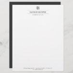 Professional Monogram Dark Gray on White Letterhead<br><div class="desc">Your initials create a professional monogram logo when paired with your name or business name on this customizable letterhead template. A clean and classic design for attorneys,  legal professionals,  businesses,  accountants,  consultants and more. Design by 1201AM Design Studio | www.1201am.com</div>