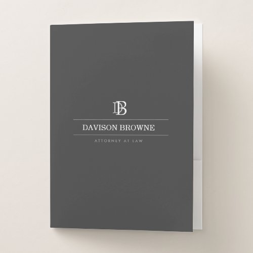 Professional Monogram Dark Gray Pocket Folder