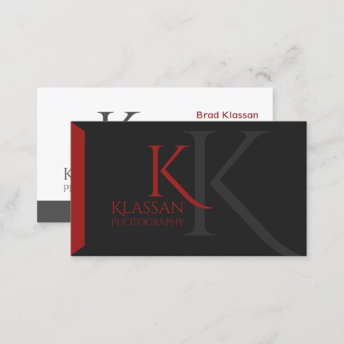 Professional Monogram Dark Grey and Red Business Card
