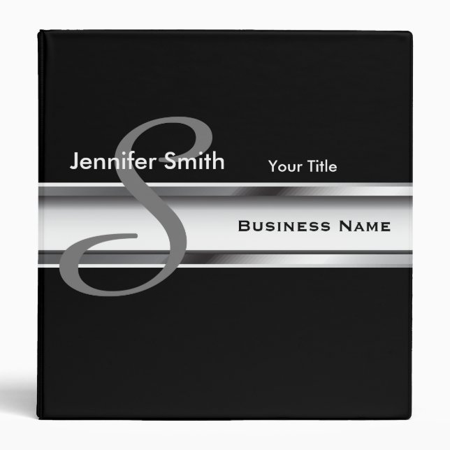 Professional Monogram Design - Classic Black Binder (Front)