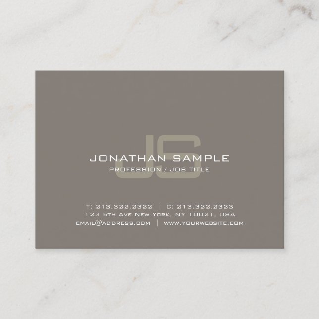 Professional Monogram Design Creative Plain Luxury Business Card (Front)