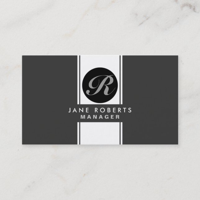 Professional Monogram Elegant Cosmetologist Makeup Business Card (Front)
