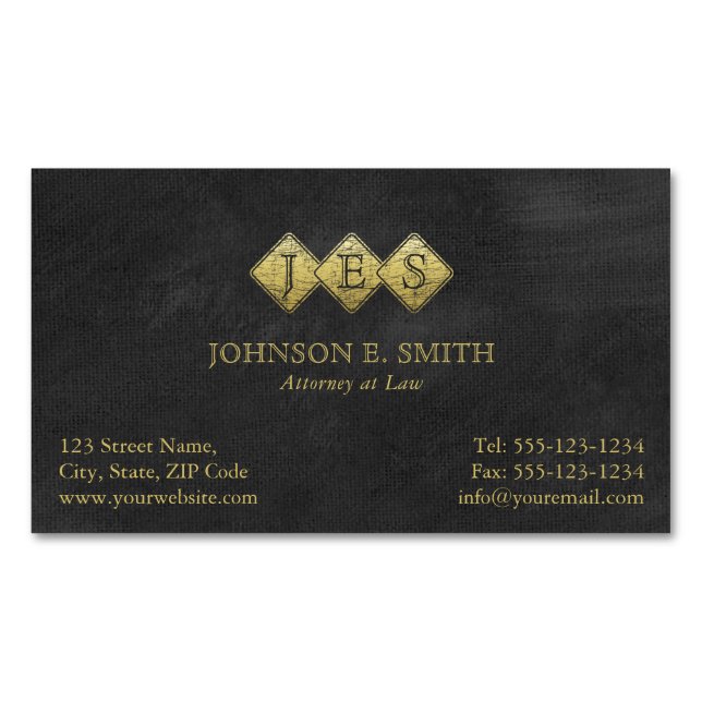 Professional Monogram Elegant Lawyer Attorney Business Card Magnet (Front)