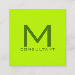 Professional Monogram Elegant Modern Bitter Lime Square Business Card