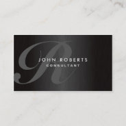 Professional Monogram Elegant Modern Brushed Metal Business Card at Zazzle