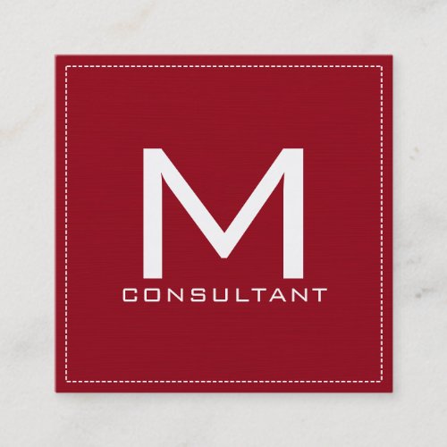 Professional Monogram Elegant Modern Dark Red Square Business Card