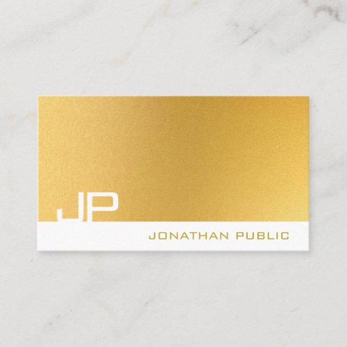 Professional Monogram Elegant Modern Gold Plain Business Card