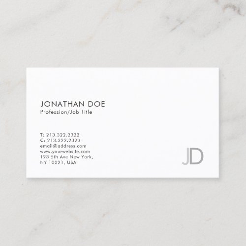 Professional Monogram Elegant Modern Simple Plain Business Card