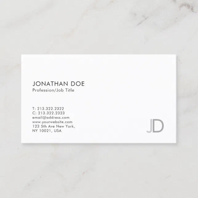 Professional Monogram Elegant Modern Simple Plain Business Card | Zazzle