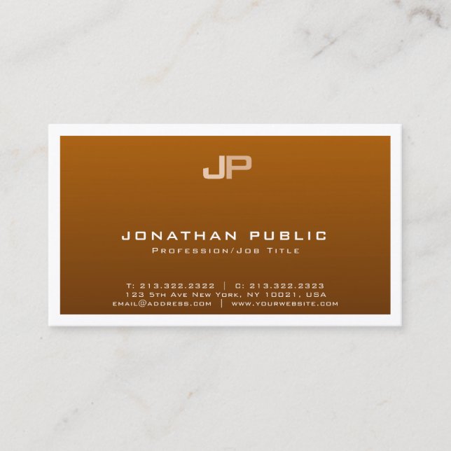 Professional Monogram Elegant Silk Finish Luxury Business Card (Front)
