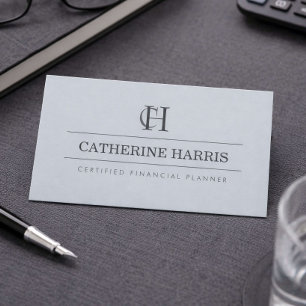 Professional Monogram Financial Advisor Slate Business Card