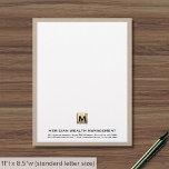Professional Monogram Financial Letterhead<br><div class="desc">Communicate with clients and partners using our professional letterhead design. The beige linen print background and brushed gold monogram emblem reflect your image as a wealth management firm,  financial planner,  or advisor. Perfect for official correspondence and documentation.</div>