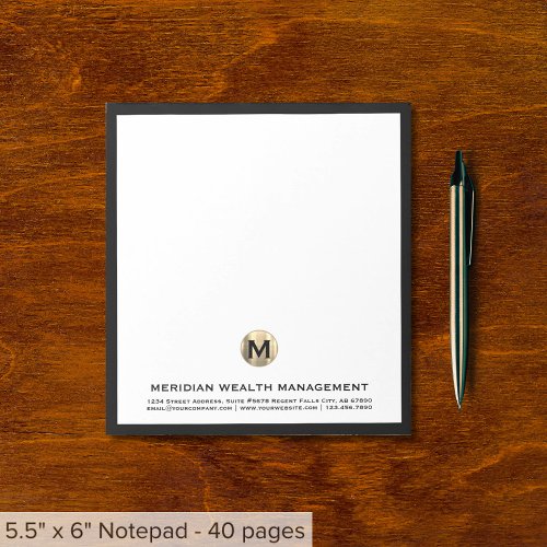 Professional Monogram Financial Planner Notepad