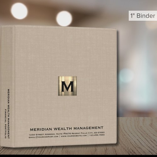 Professional Monogram Financial Presentation 3 Ring Binder