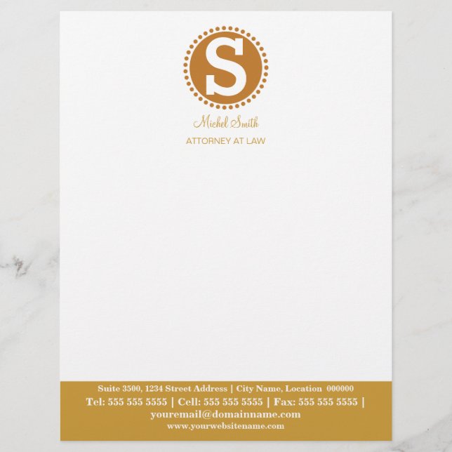 Professional Monogram Gold Letterhead (Front)