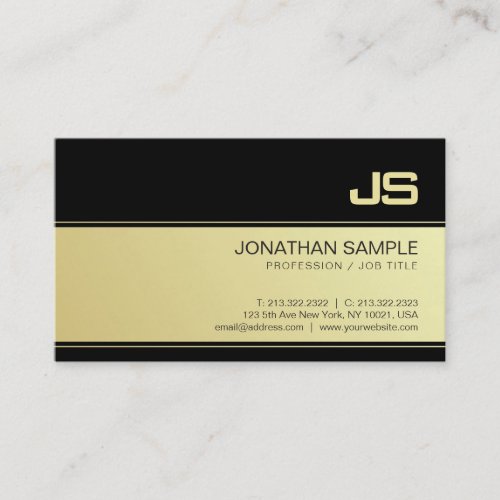 Professional Monogram Gold Look Design Plain Luxe Business Card