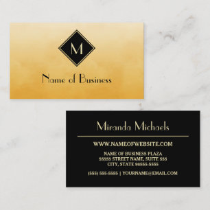 Professional Monogram Golden Yellow and Black  Business Card