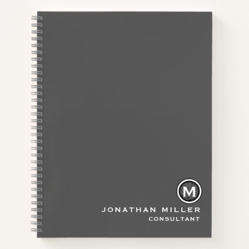 Professional Monogram Gray Notebook