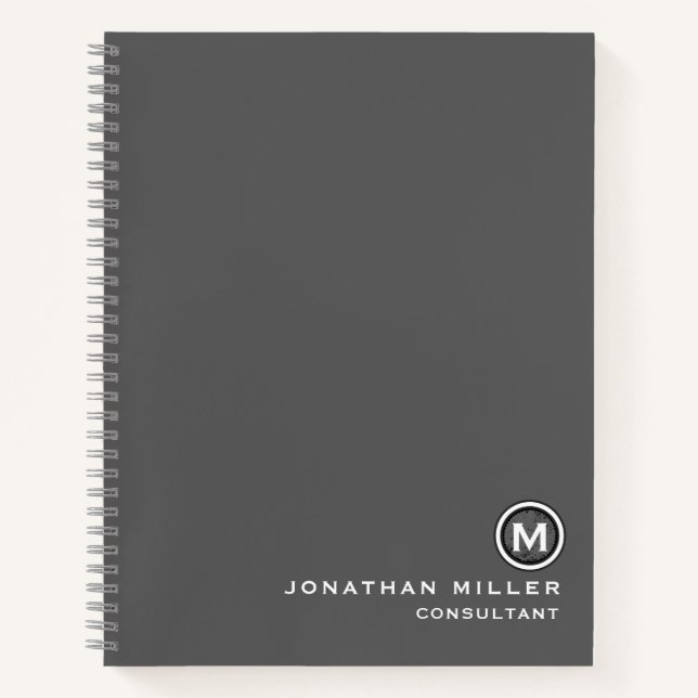 Professional Monogram Gray Notebook (Front)