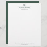 Professional Monogram Green on White Letterhead<br><div class="desc">Your initials create a professional monogram logo when paired with your name or business name on this customizable letterhead template. A clean and classic design for attorneys,  legal professionals,  businesses,  accountants,  consultants and more. Design by 1201AM Design Studio | www.1201am.com</div>