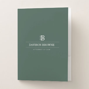Professional Monogram Green Pocket Folder