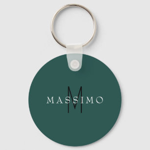 Professional Monogram Grey Blue Your Name Keychain