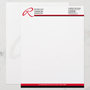 Professional Monogram in Red Business Letterhead