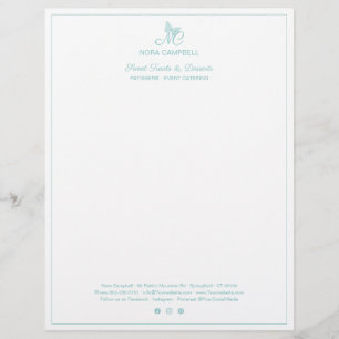 Professional Monogram Instagram Turquoise Border Letterhead