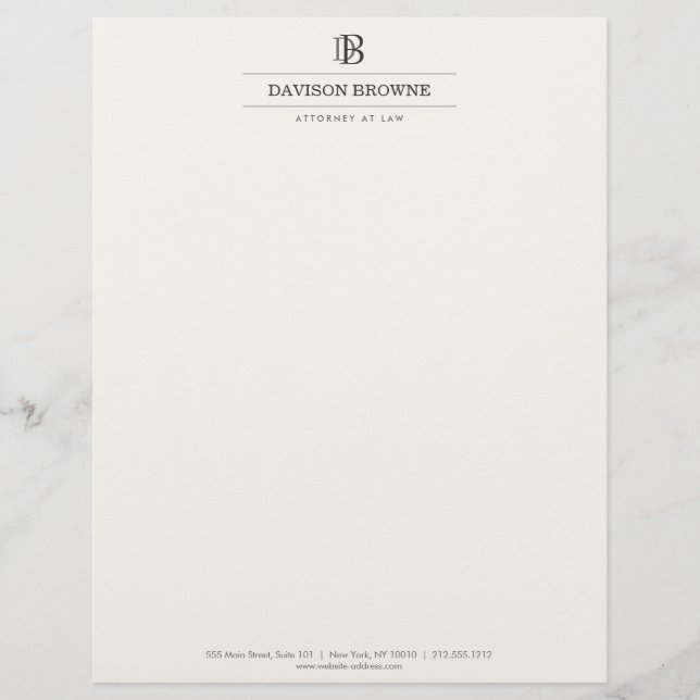 Professional Monogram Ivory Letterhead (Front)