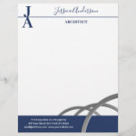 Professional Monogram Letterhead<br><div class="desc">Modern blue and white monogram letterhead with circular elements.</div>