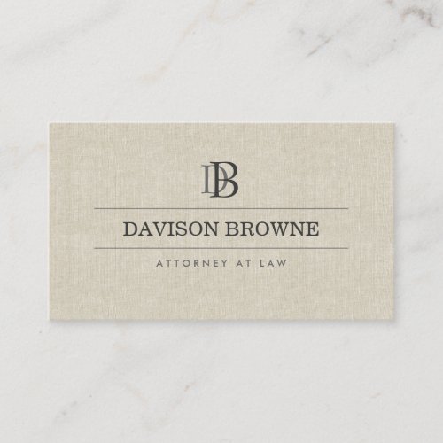 YOUR INITIALS LOGO/MONOGRAM on Linen Business Card