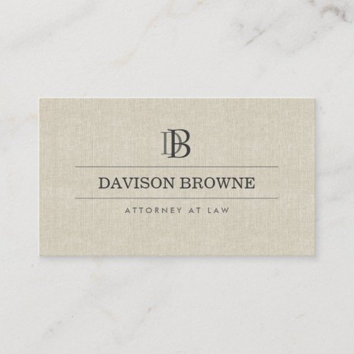 Customizable YOUR INITIALS LOGO/MONOGRAM on Linen Business Card