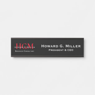 Professional Monogram Logo Black Red White Door Sign