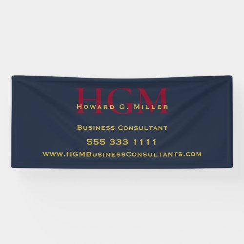 Professional Monogram Logo Blue Red Gold Business Banner
