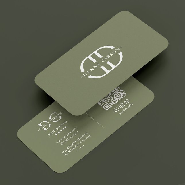 Professional Monogram Logo D Elegant Sage  Business Card (Professional Monogram Logo D Elegant Sage Business Card
)