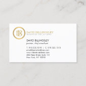Professional Monogram Logo in Faux Gold Black Business Card (Back)