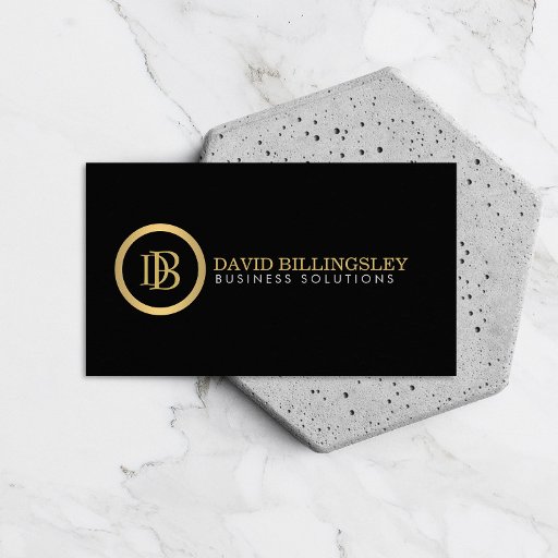 Customizable Professional Monogram Logo in Faux Gold Black Business Card