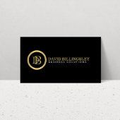 Professional Monogram Logo in Faux Gold Black Business Card