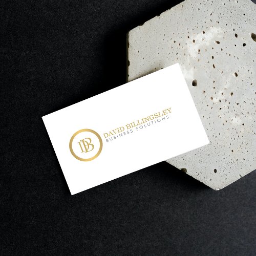 Professional Monogram Logo in Faux Gold White Business Card