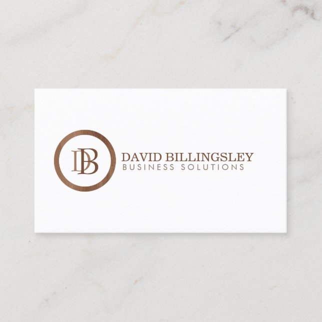 Professional Monogram Logo in Woodgrain Design Business Card (Front)