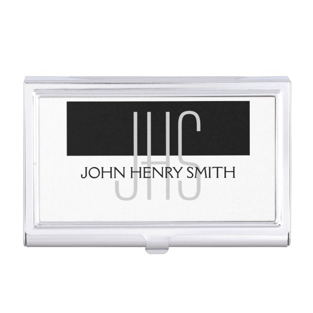 Professional monogram masculine men's business card case (Front)