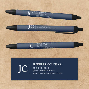 Professional Monogram Minimal Logo Navy Blue Pen