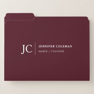 Professional Monogram Minimalist Logo Burgundy File Folder