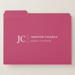 Professional Monogram Minimalist Logo Hot Pink File Folder