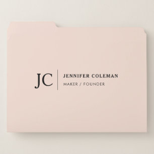 Professional Monogram Minimalist Logo Soft Peach File Folder