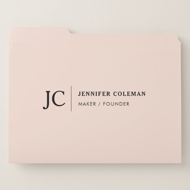 Professional Monogram Minimalist Logo Soft Peach File Folder (Front Left)