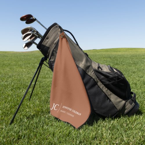 Professional Monogram Minimalist Logo Terracotta Golf Towel