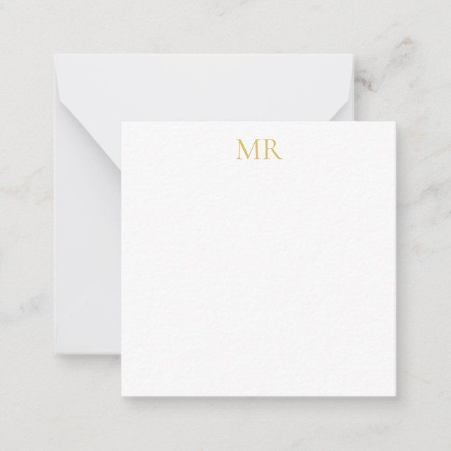 Professional Monogram Minimalist Plain Name Note Card (Front)
